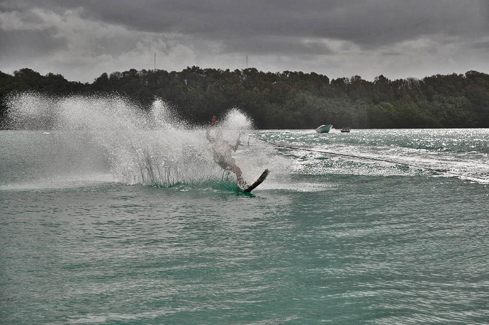 Mono Skiing In Mauritius With A Solar Eclipse