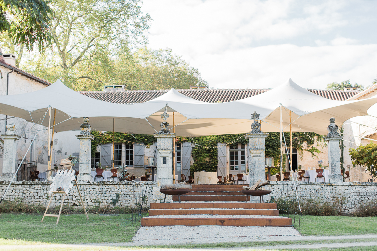 The courtyard ready to host the wedding breakfast