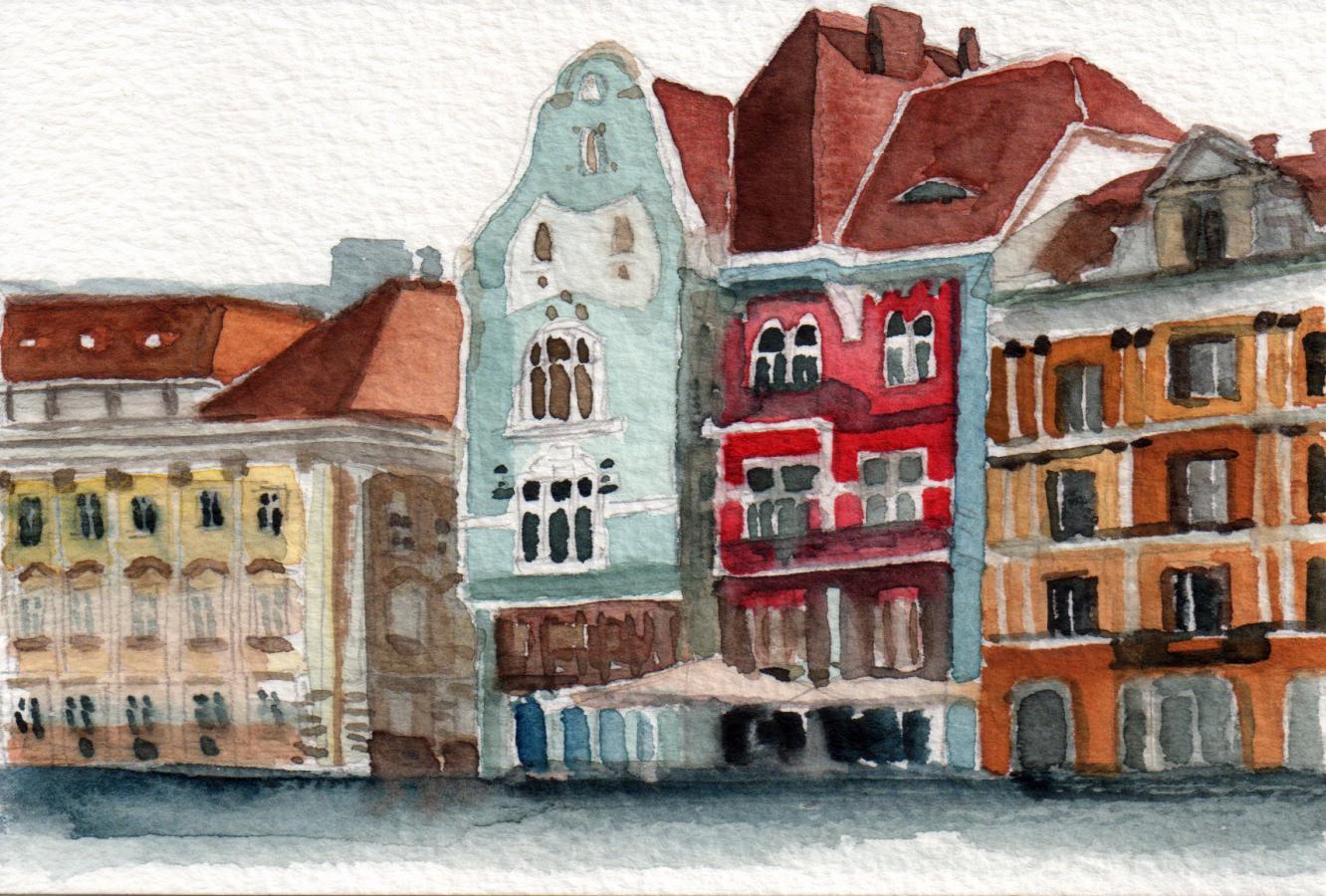 Timișoara, watercolour, 10 x 15 cm 