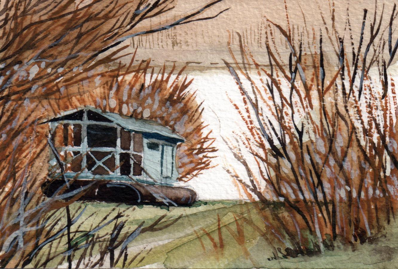 Danube river, Vidin, watercolour, 10 x 15 cm 