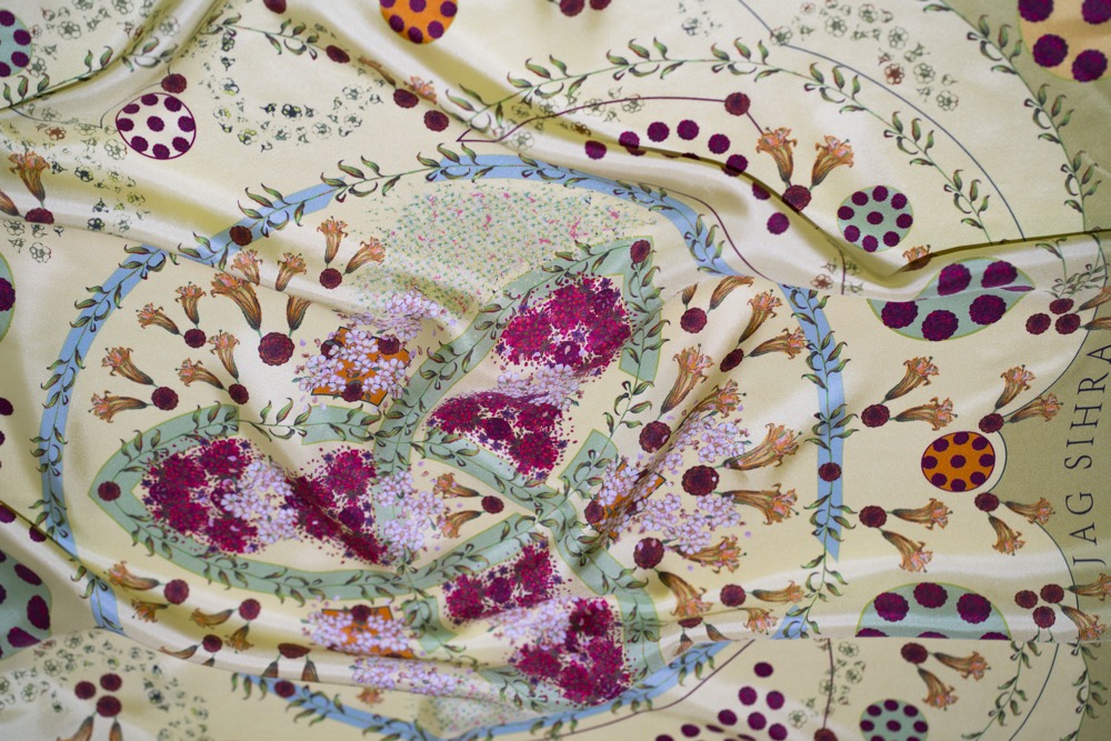 Jag Sihra Silk Scarves Blossom Lime