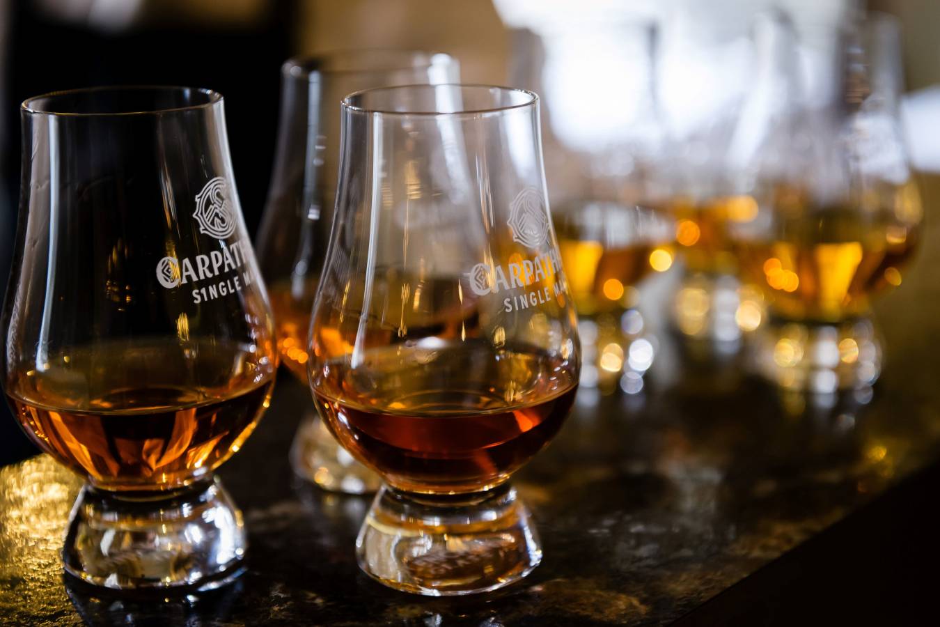 Refined tulip-shaped tasting glasses