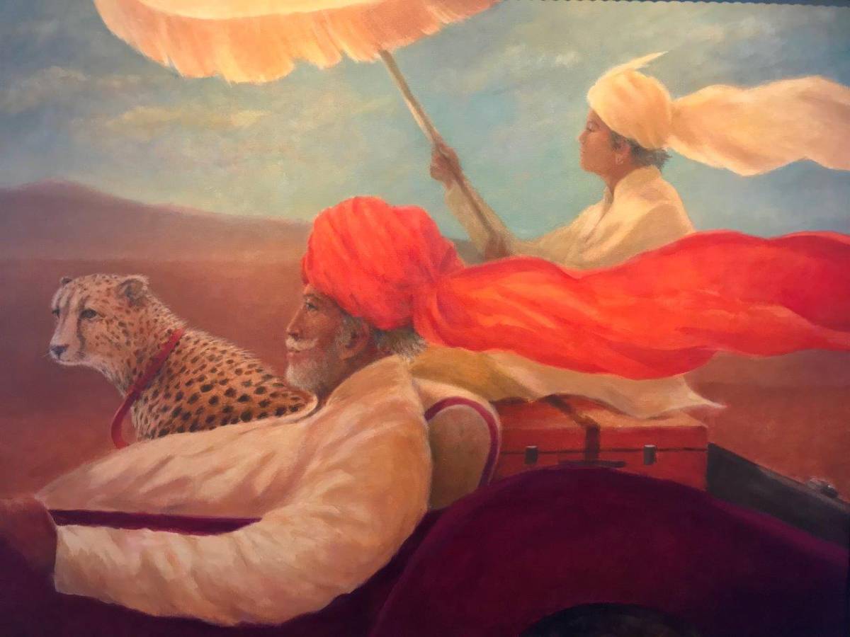 Maharaja, Boy and Cheetah, Acrylic on Canvas