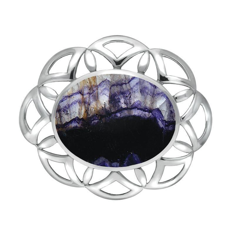 Sterling Silver Blue John Large Flower Brooch