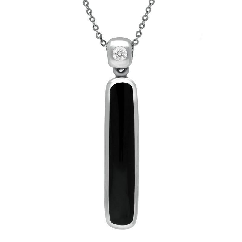 18ct White Gold Whitby Jet Diamond Long Oblong Necklace - White Gold