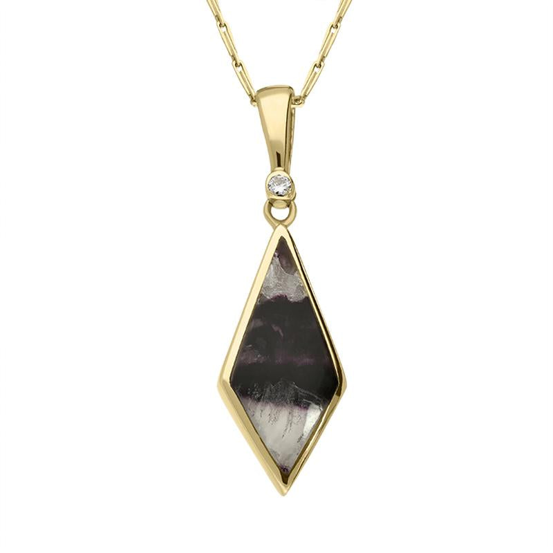 18ct Yellow Gold Blue John Diamond Shaped Necklace