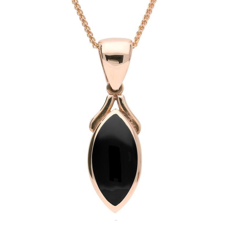 9ct Rose Gold Whitby Jet Marquise Necklace