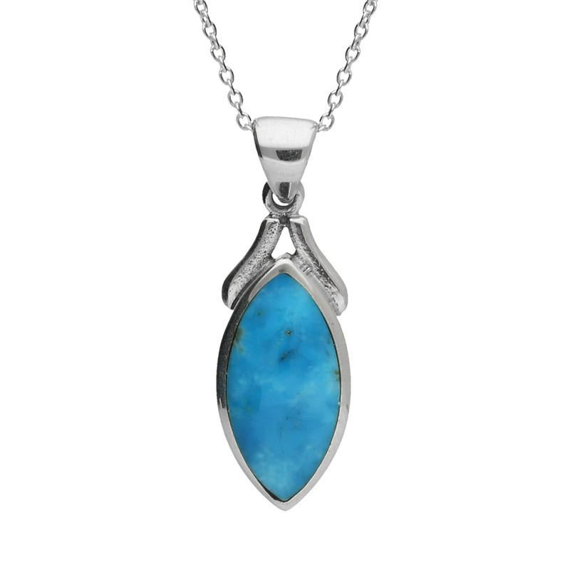 Sterling Silver Turquoise Marquise Necklace - Option1 Value Silver
