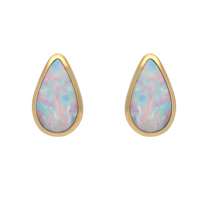 9ct Yellow Gold Opal Small Teardrop Earrings