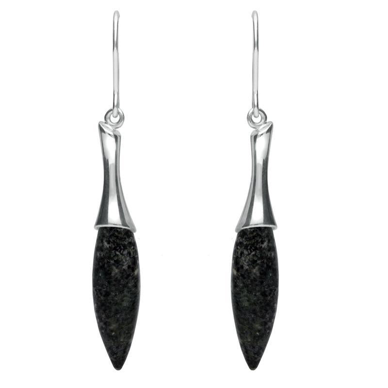 Sterling Silver Preseli Bluestone Tapered Drop Earrings - Silver