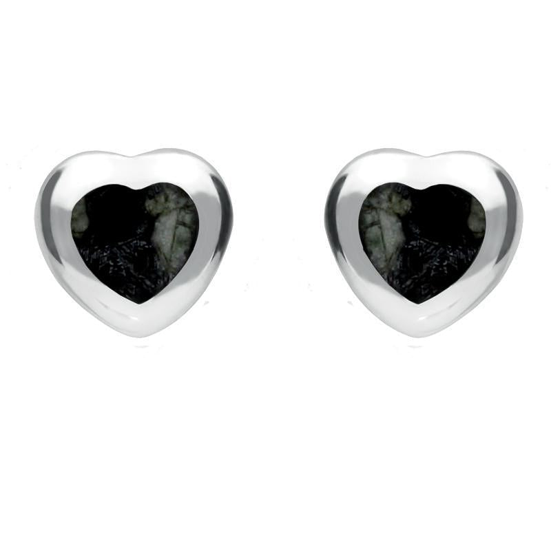 Sterling Silver Preseli Bluestone Medium Heart Stud Earrings