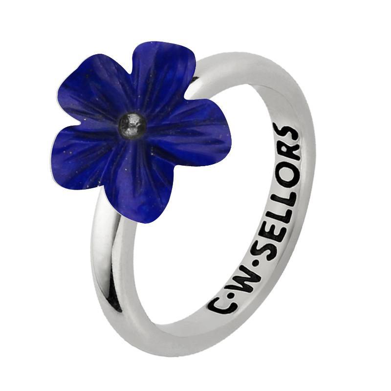 Sterling Silver Lapis Lazuli Tuberose 12mm Desert Rose Ring - Silver
