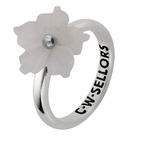 Sterling Silver Chalcedony Tuberose 10mm Carnation Ring - Silver