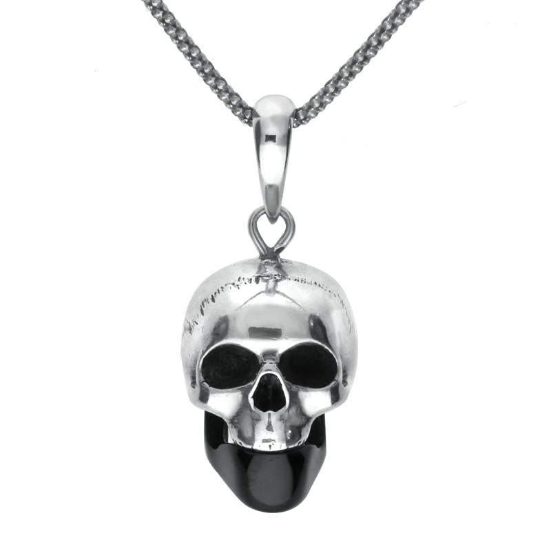 Sterling Silver Whitby Jet Jaw Skull Necklace