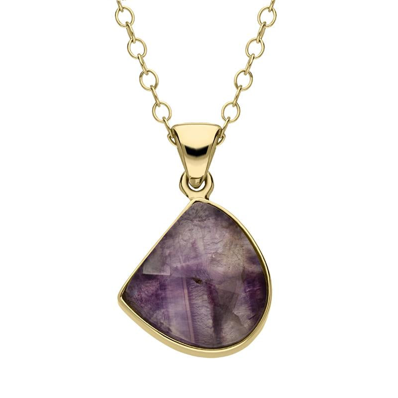 18ct Yellow Gold Blue John Faceted Half Oval Necklace