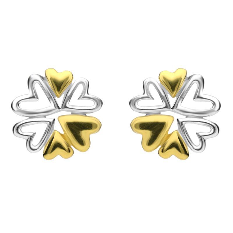 Yellow Gold Sterling Silver Plated Heart Snowflake Stud Earrings - Option1 Value Yellow Gold