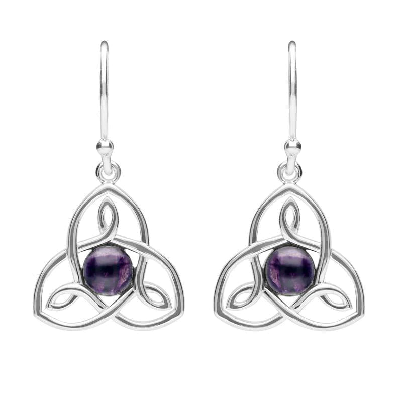 Sterling Silver Blue John Celtic Cross Hook Drop Earrings - Silver
