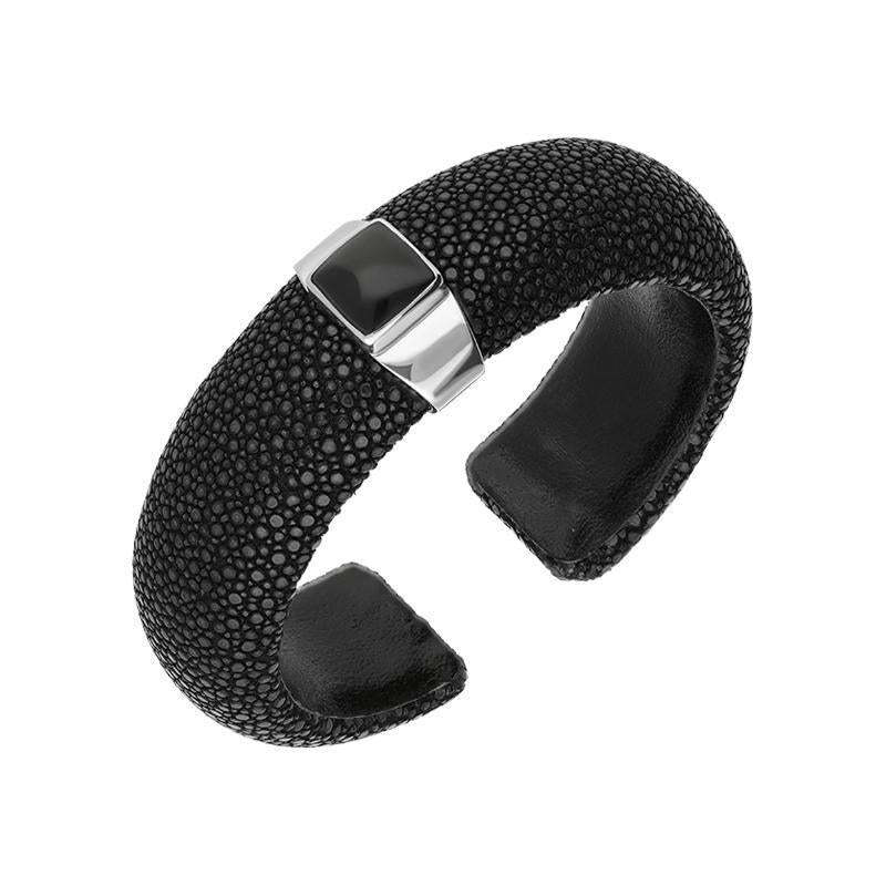 Sterling Silver Whitby Jet Stingray Unique Black Bangle