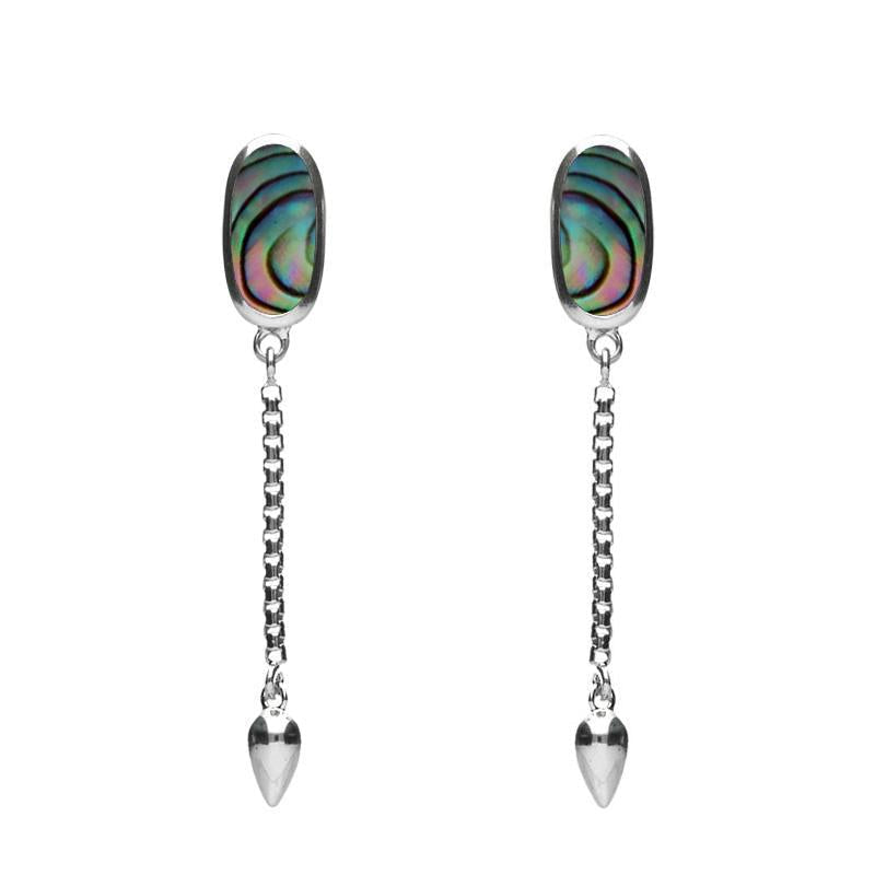 Sterling Silver Abalone Lineaire Medium Drop Stud Earrings