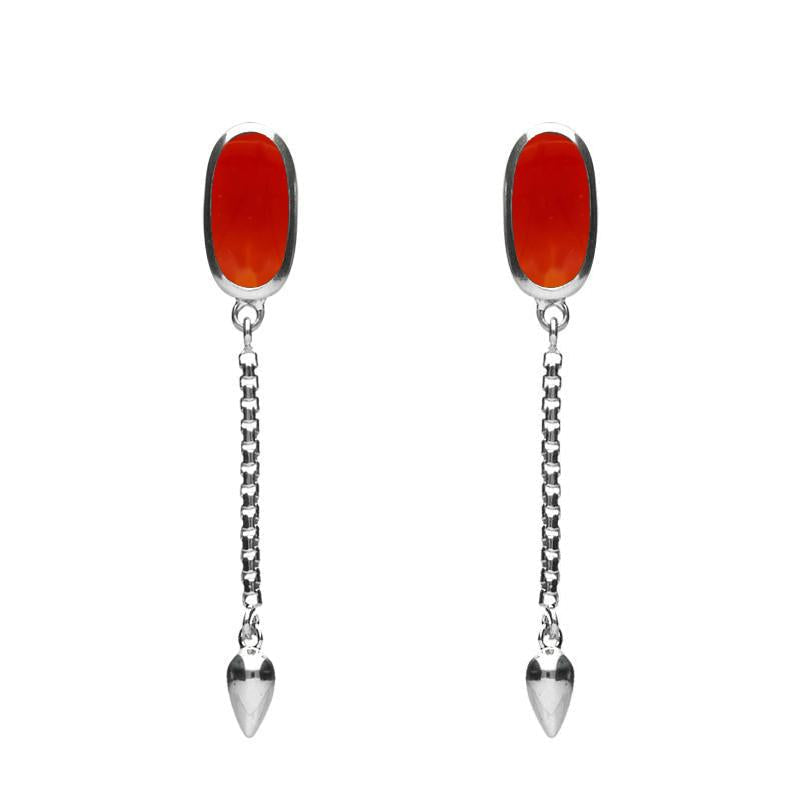 Sterling Silver Carnelian Lineaire Medium Drop Stud Earrings