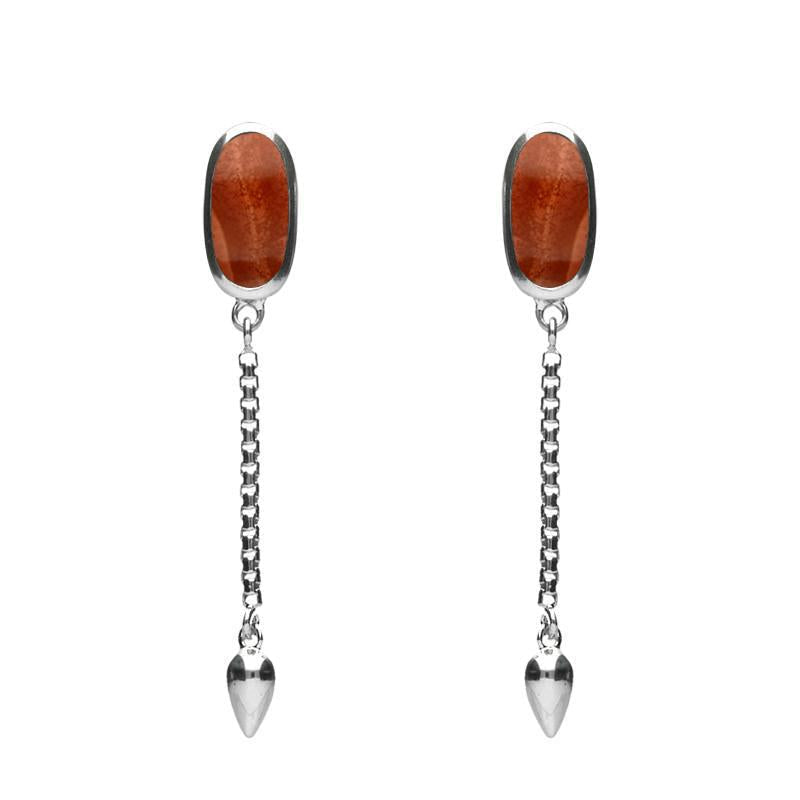 Sterling Silver Jasper Lineaire Medium Drop Stud Earrings
