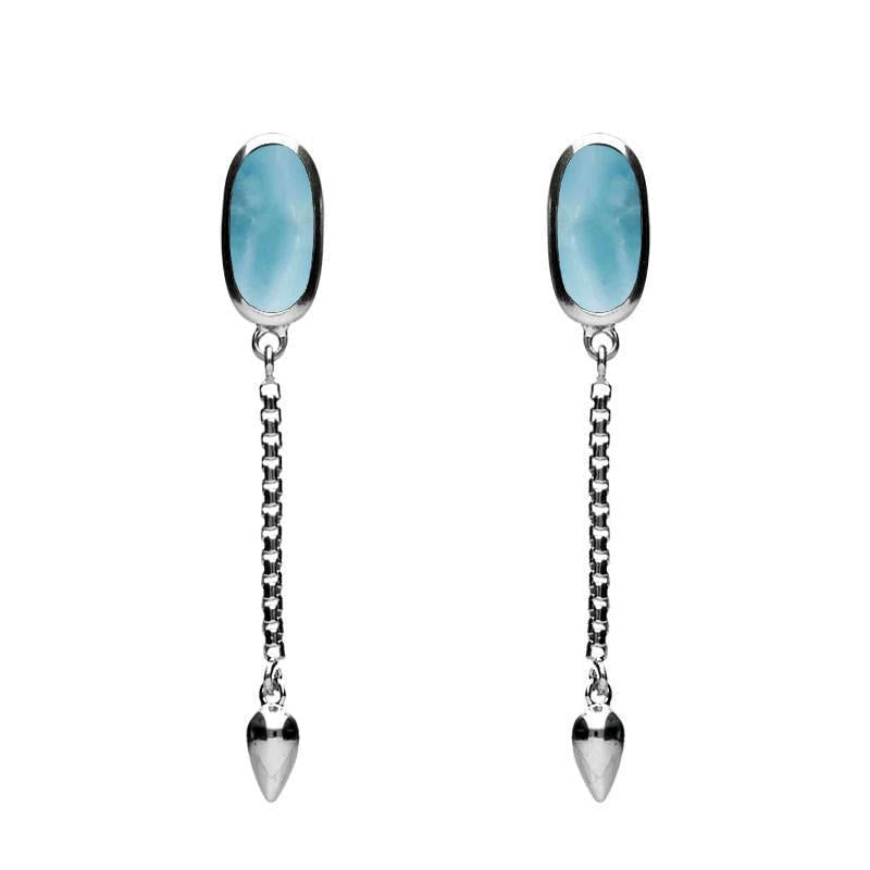 Sterling Silver Larimar Lineaire Medium Drop Stud Earrings