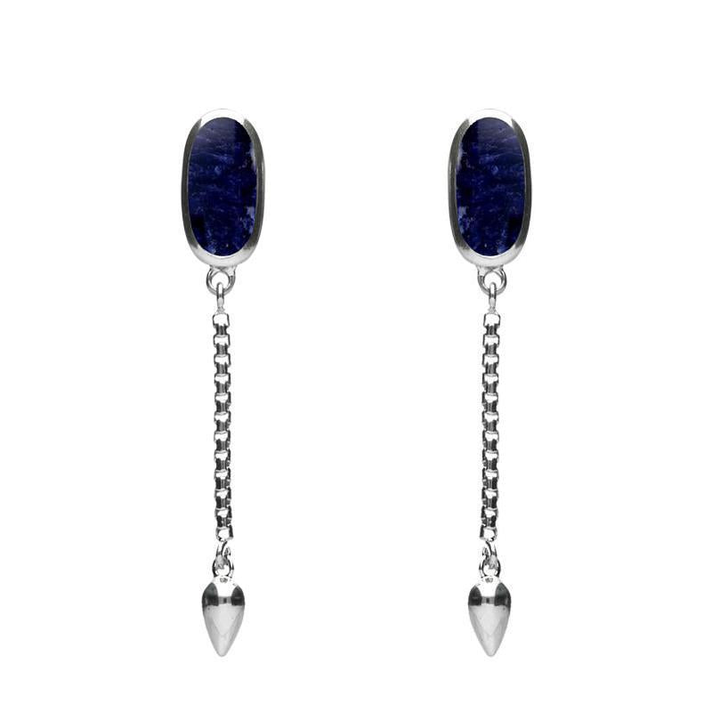 Sterling Silver Sodalite Lineaire Medium Drop Stud Earrings
