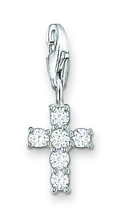 Thomas Sabo Charm Club Sterling Silver Cubic Zirconia Cross Charm - Silver