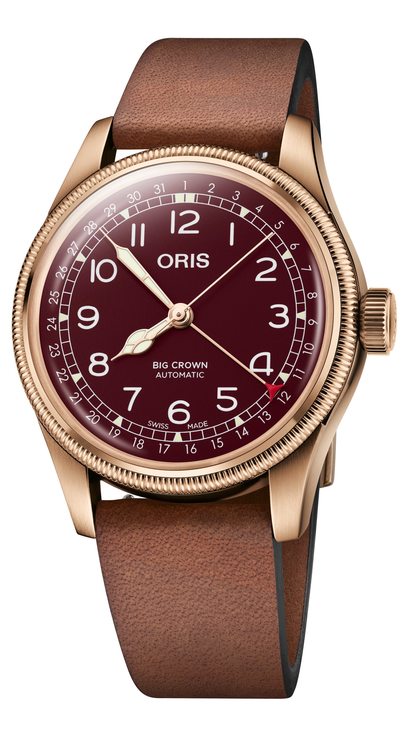 Oris Watch Big Crown Pointer Date Bronze Leather Red - Red