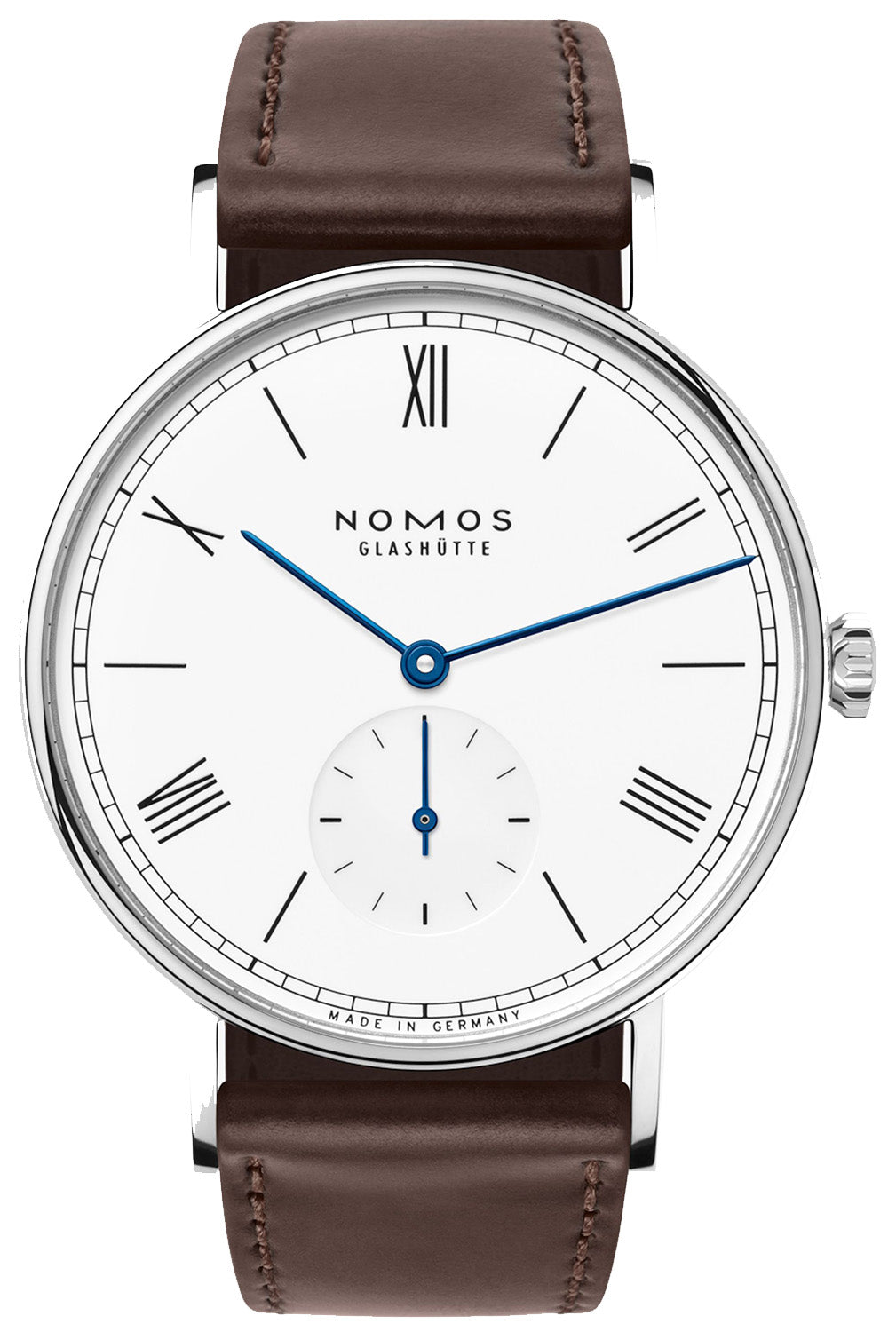 Nomos Glashutte Watch Ludwig 38 White Enamel Steel Back - White