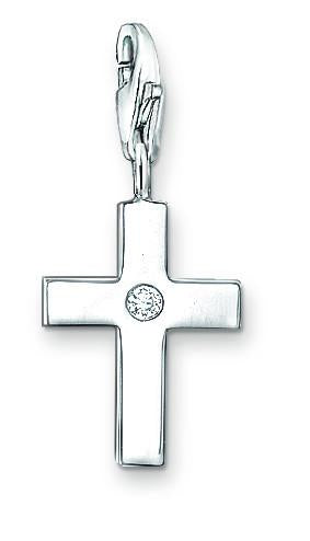 Thomas Sabo Charm Club Sterling Silver Zirconia Cross Charm - Silver