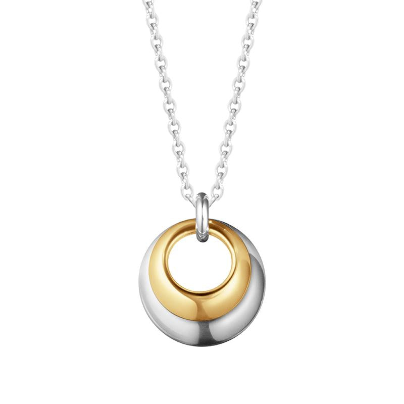 Georg Jensen Curve Sterling Silver 18ct Yellow Gold Necklace