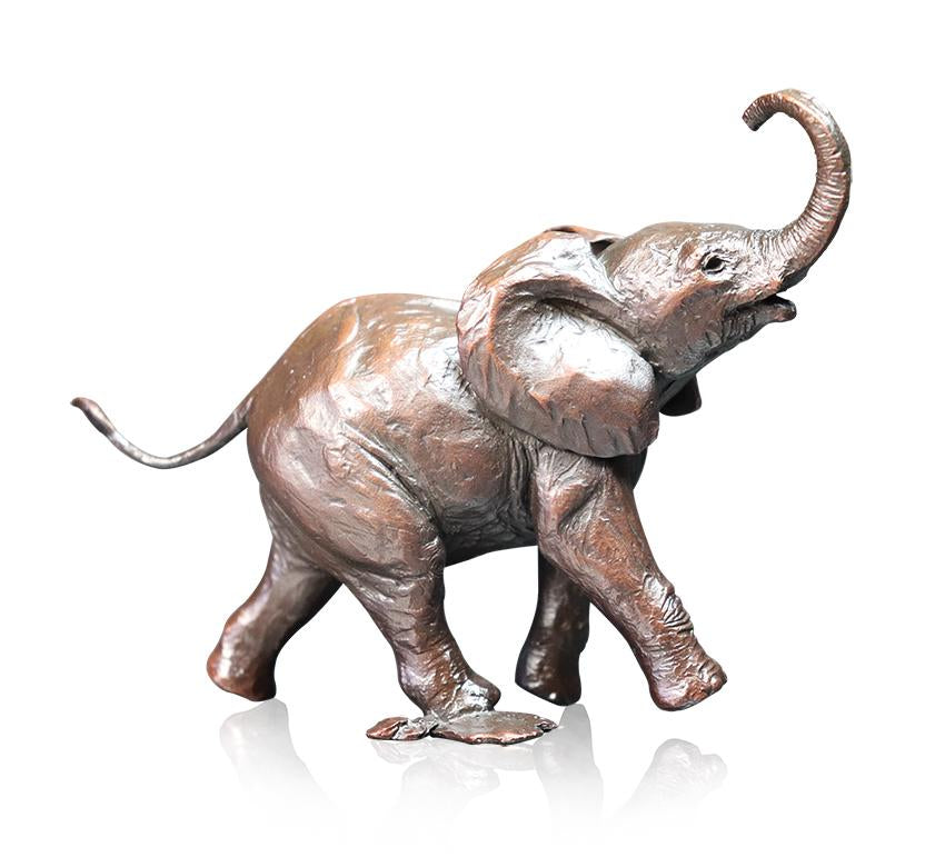 Art In Bronze Baby Elephant Running Figurine