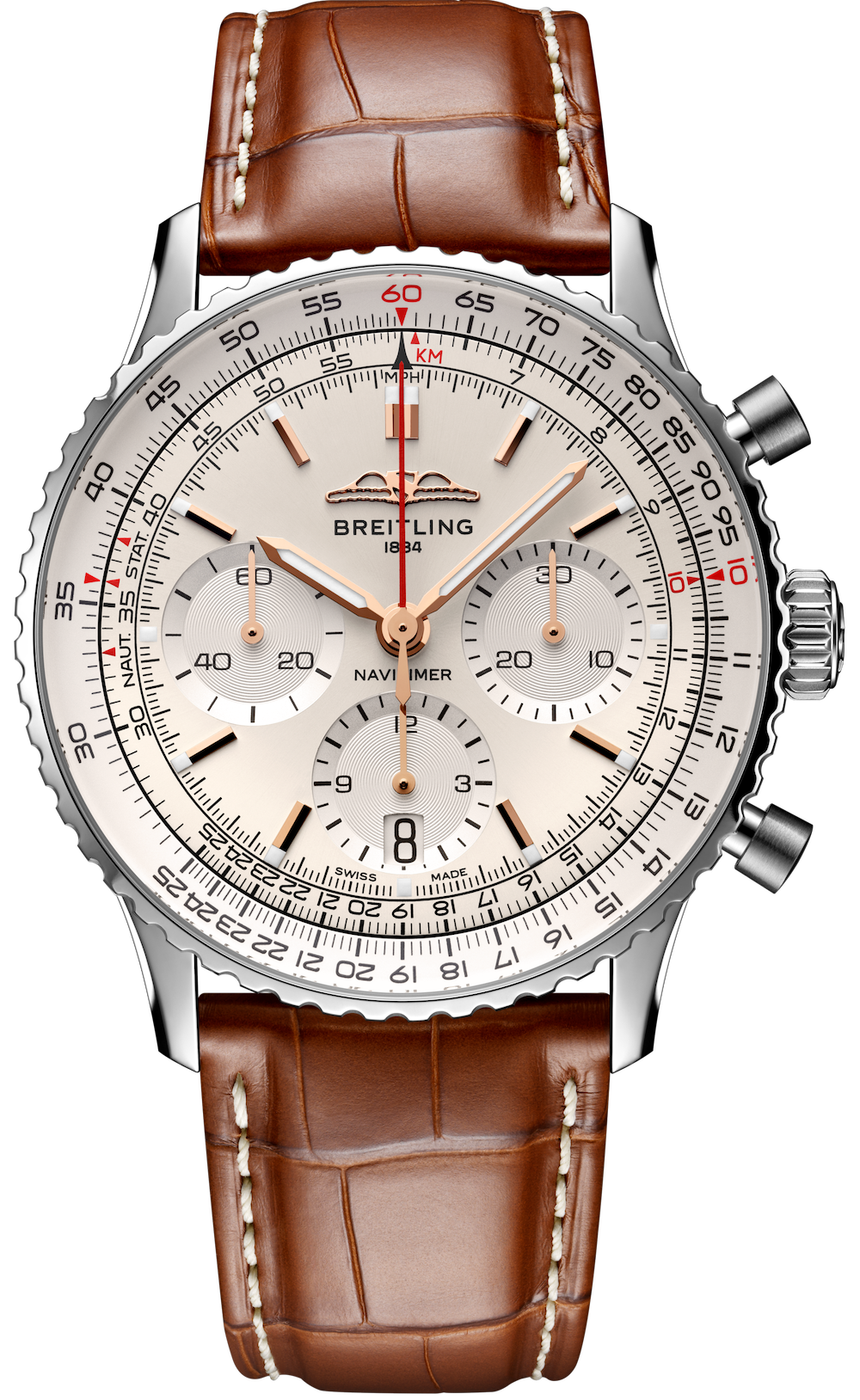 Breitling Watch Navitimer B01 Chronograph 41 Gold Croc Folding Clasp