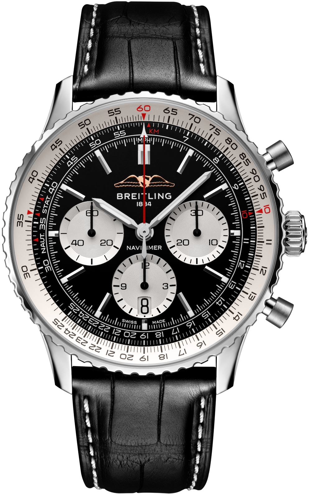 Breitling Watch Navitimer B01 Chronograph 43 Black Croc Folding Clasp - Black