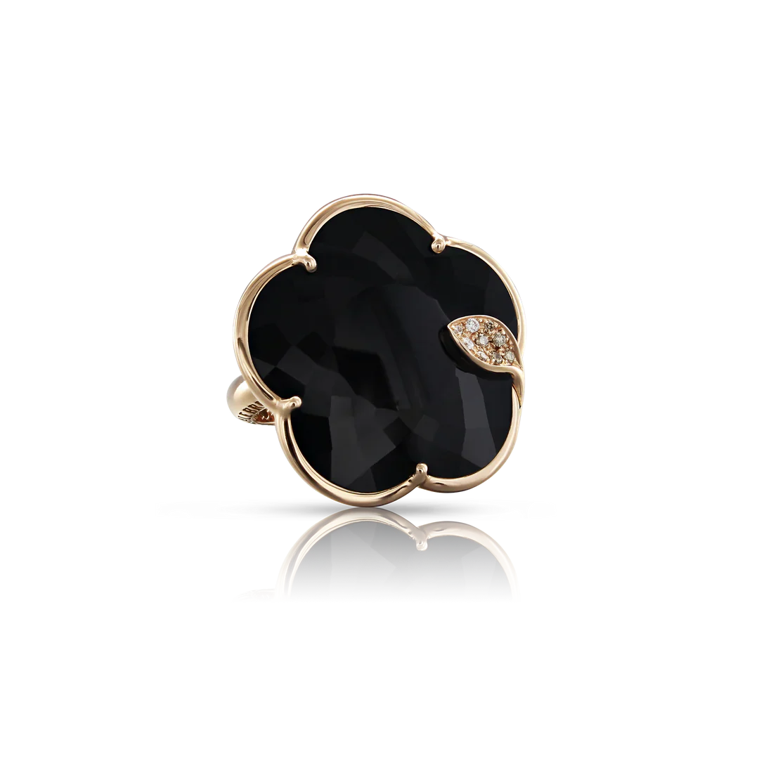 Pasquale Bruni Ton Joli 18ct Rose Gold White and Champagne Diamond Onyx Ring - 11-(51)