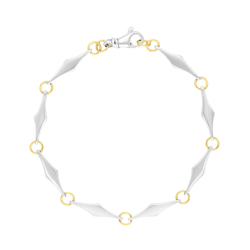 18 Yellow Gold Sterling Silver Rhombus Handmade Bracelet