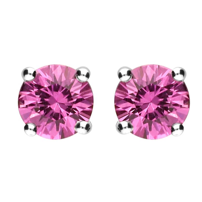 18ct White Gold 1.30ct Pink Sapphire Solitaire Stud Earrings