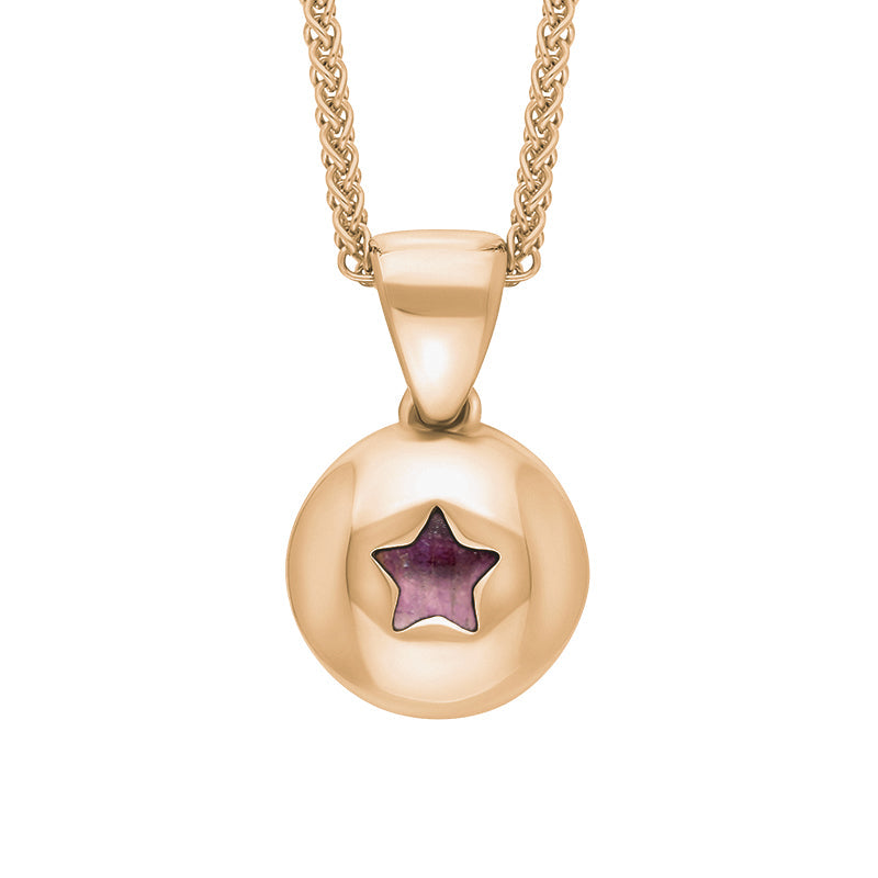 18ct Rose Gold Blue John Star Disc Necklace