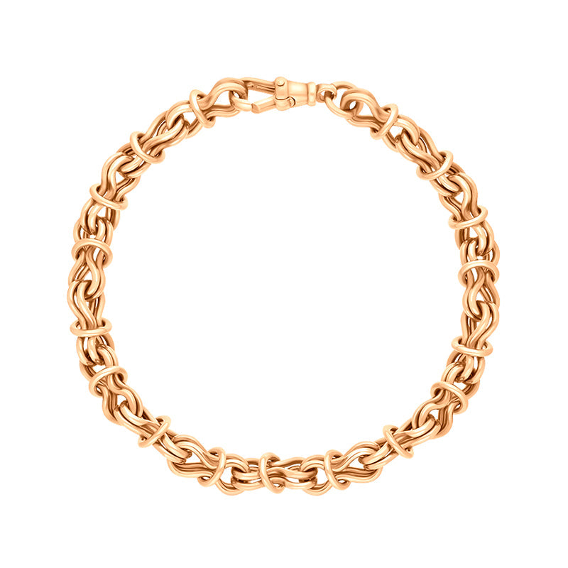 18ct Rose Gold Multi Link Handmade Bracelet