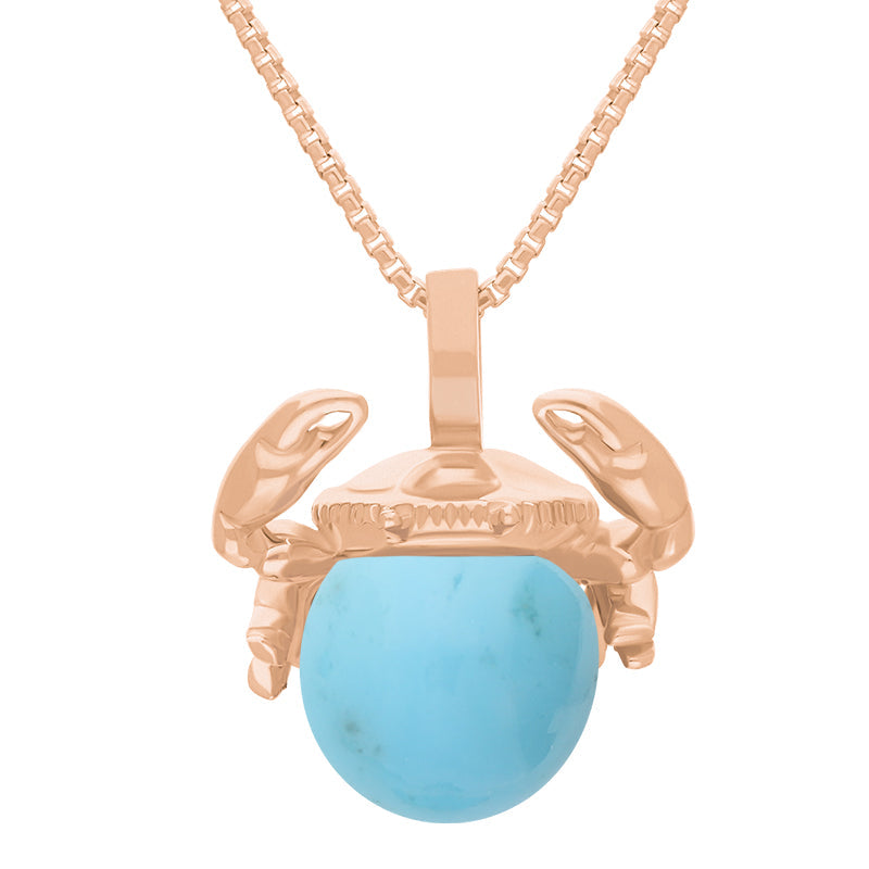 18ct Rose Gold Turquoise Zodiac Cancer 8mm Bead Pendant - Rose Gold