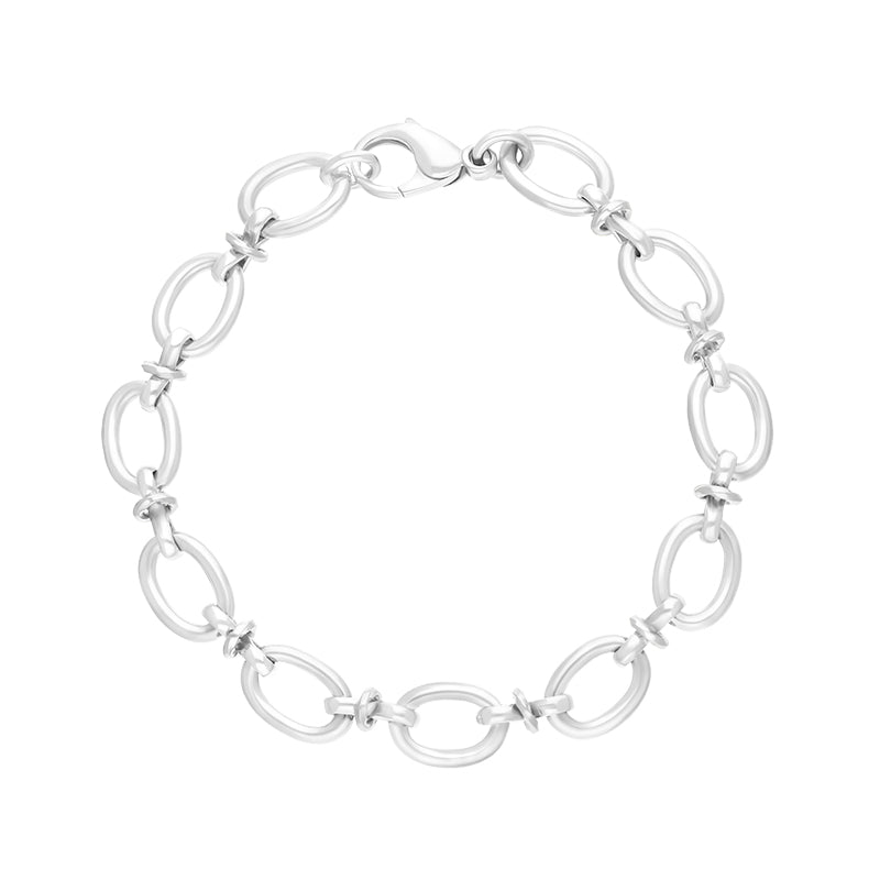 18ct White Gold Oval Link Handmade Bracelet