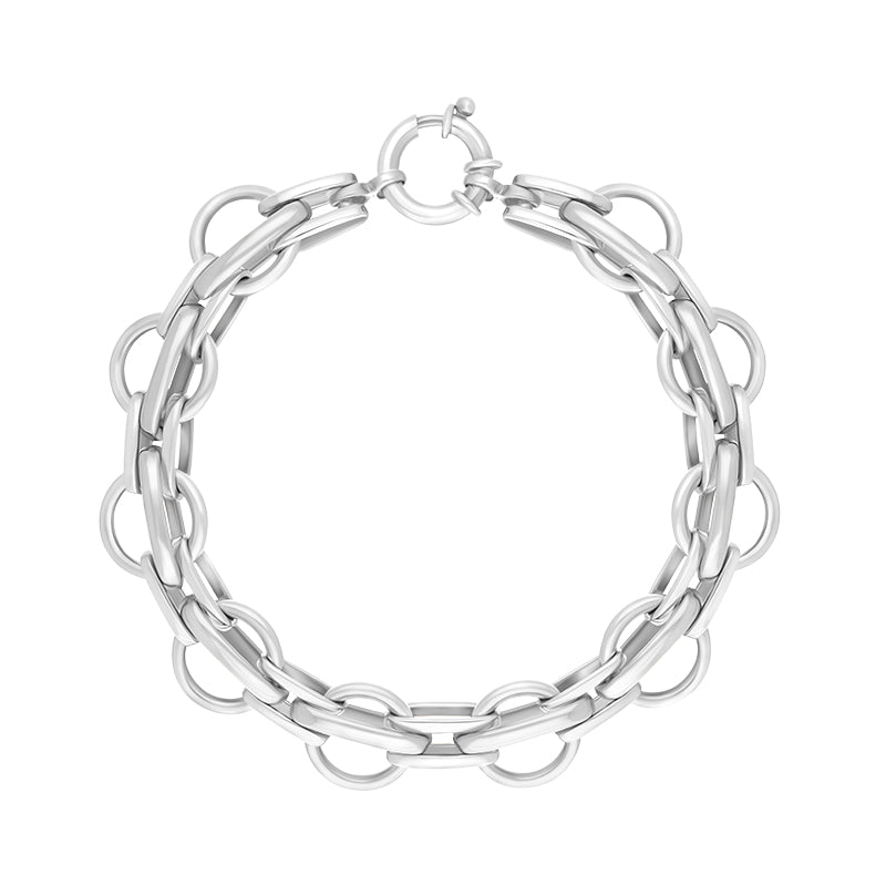 18ct White Gold Round Link Handmade Bracelet