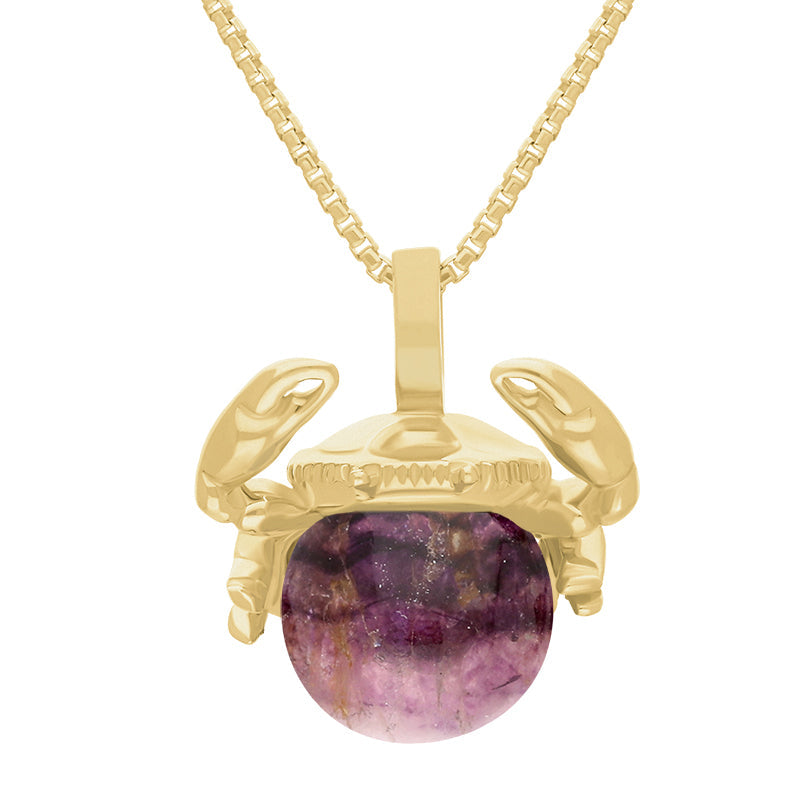18ct Yellow Gold Blue John Zodiac Cancer 8mm Bead Pendant - Yellow Gold