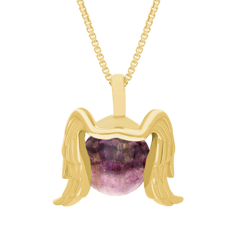 18ct Yellow Gold Blue John Zodiac Virgo 10mm Bead Pendant - Yellow Gold