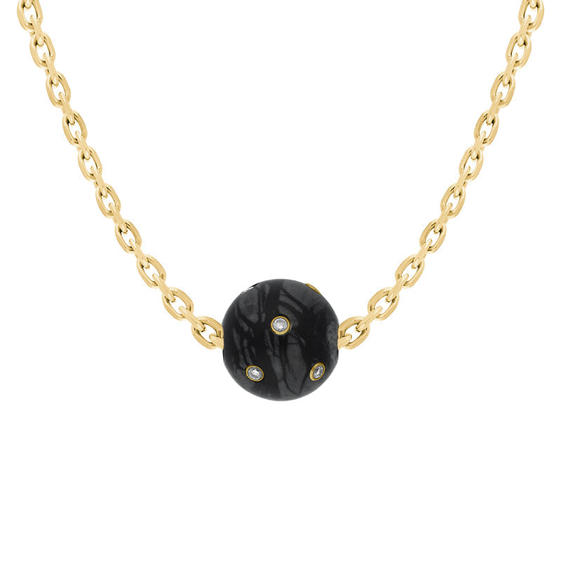 18ct Yellow Gold Diamond Onyx Bead Charm D - Gold