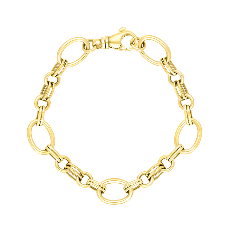 18ct Yellow Gold Double Link Handmade Bracelet