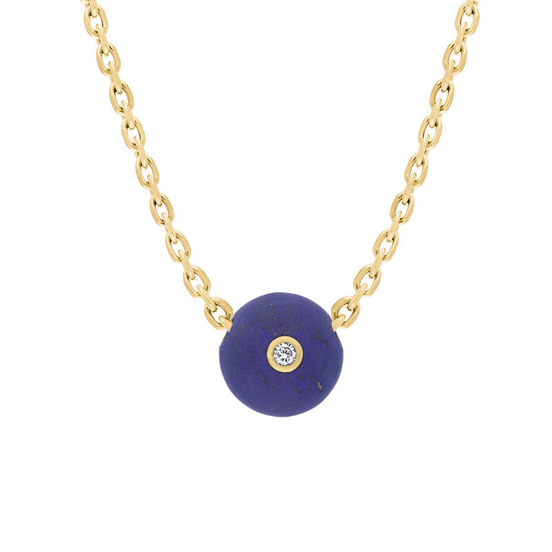 18ct Yellow Gold Lapis Lazuli Diamond Set Bead Charm D - Gold