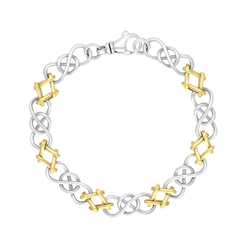 18ct Yellow Gold Sterling Silver Celtic Knot Handmade Bracelet