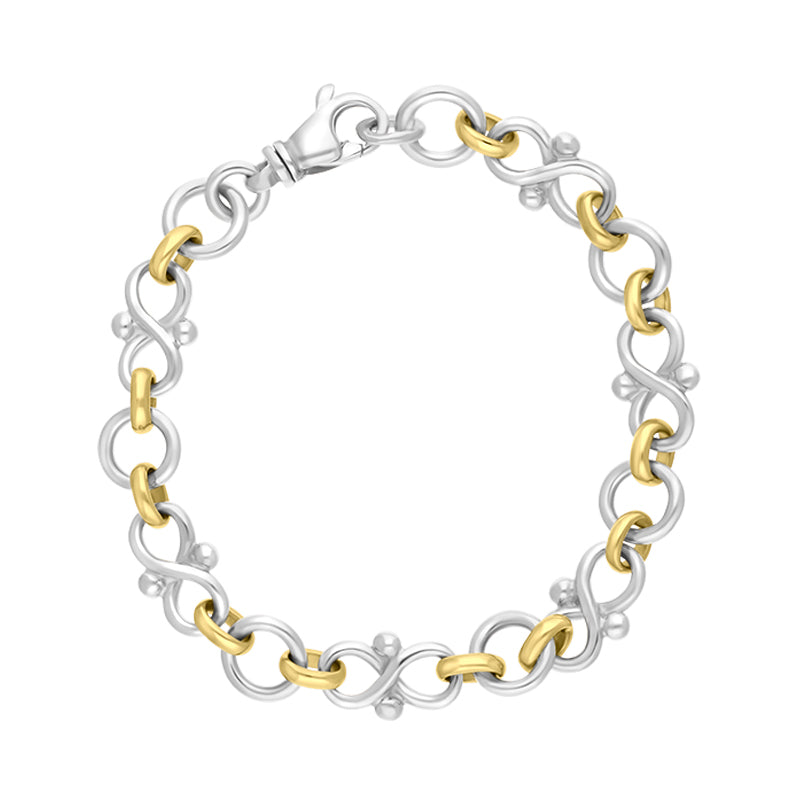 18ct Yellow Gold Sterling Silver Infinity Link Handmade Bracelet